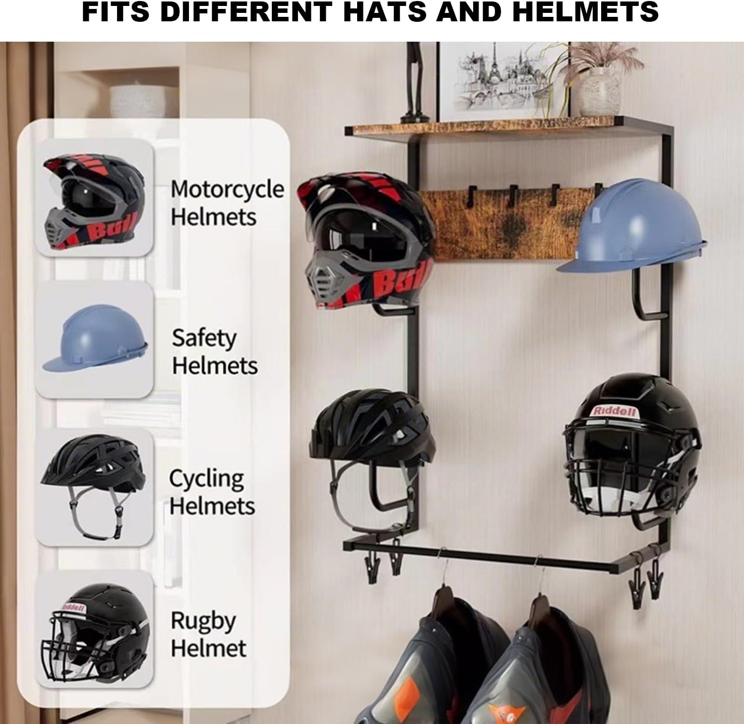 Motorcycle Helmet Holder, Wall - Motorcycle Gear Rack ulasan dan harga