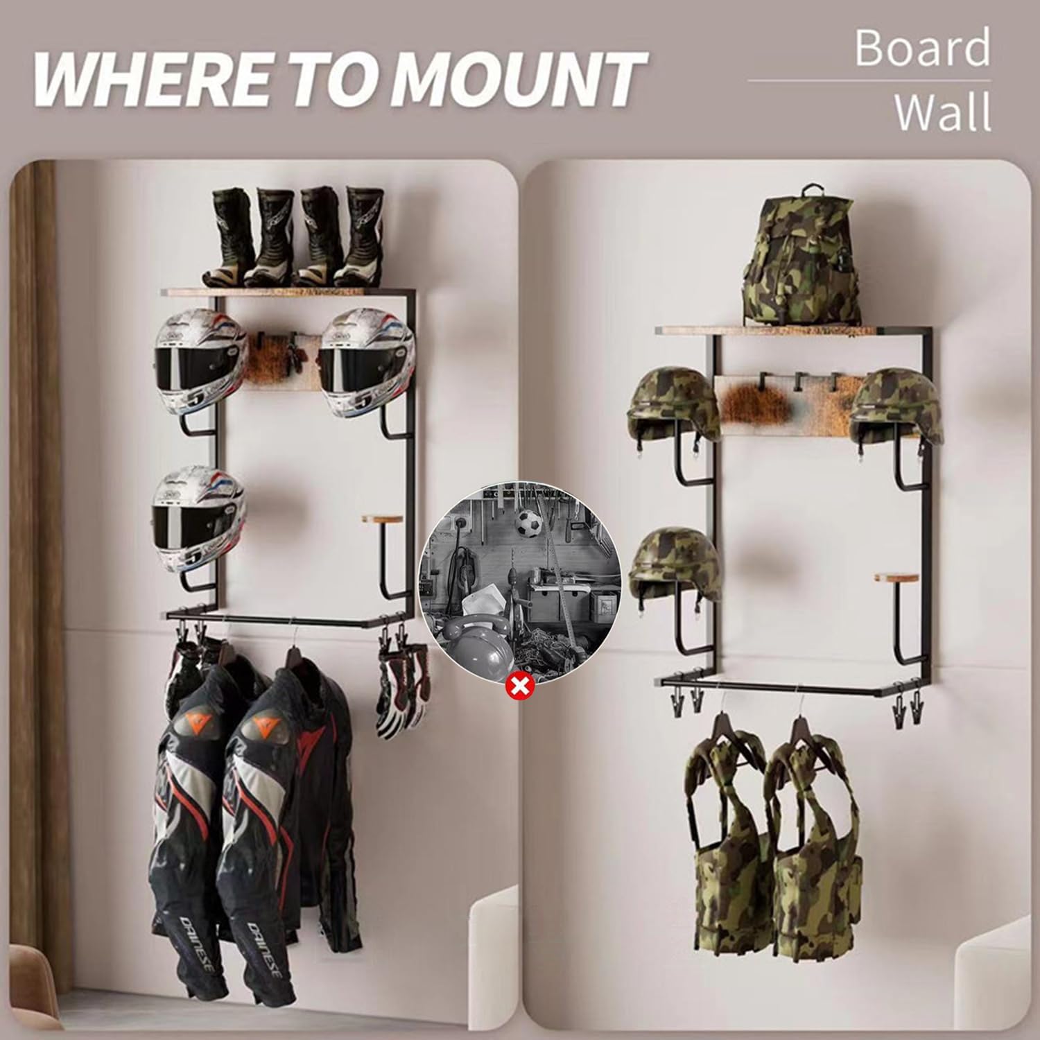 Motorcycle Helmet Holder, Wall - Motorcycle Gear Rack ulasan dan harga